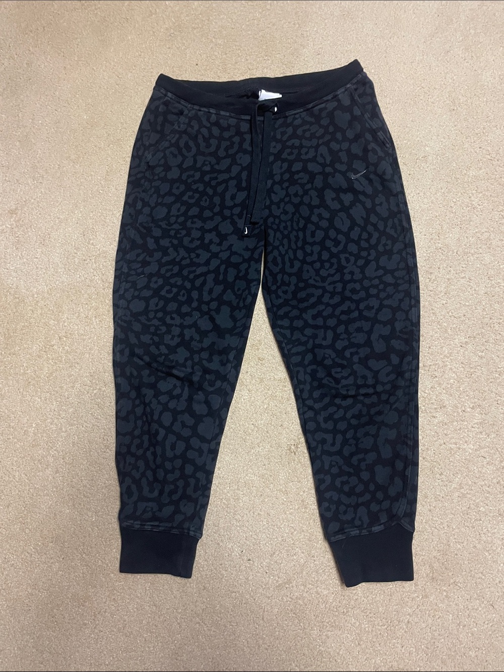 Nike Black Leopard-Pattern Joggers